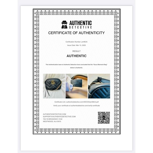 Gucci Small Marmont Crossbody Bag Chevron Leather Gold Chain Black Purse - Picture 3 of 16